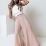 The Nirvana High Waist Linen Pants In Pink Image - 1