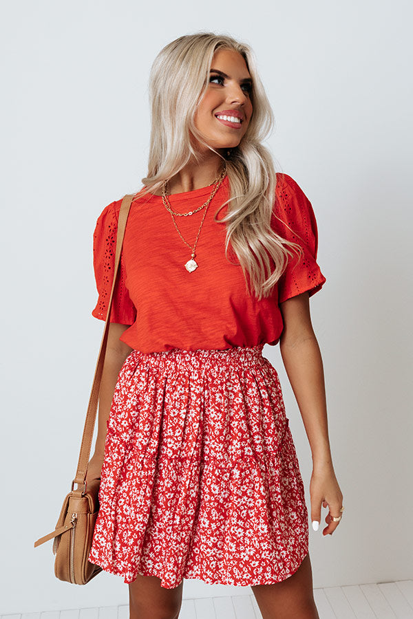 Upper West Side Story Eyelet Top In Scarlet Image - 5