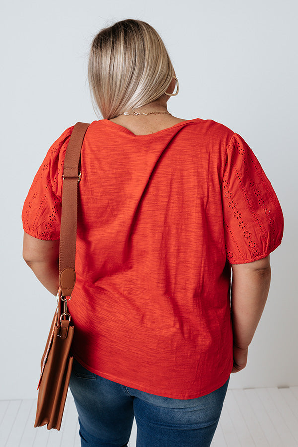 Upper West Side Story Eyelet Top In Scarlet Curves Image - 4