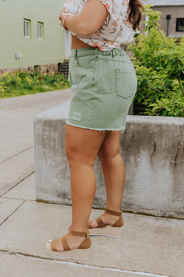 The Quincy High Waist Shorts In Sage Curves Image - 5