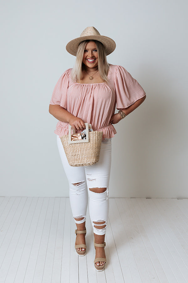 Hibiscus Kisses Gingham Top In Pink   Curves Image - 2