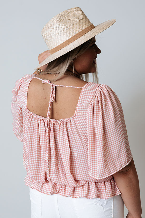 Hibiscus Kisses Gingham Top In Pink   Curves Image - 3