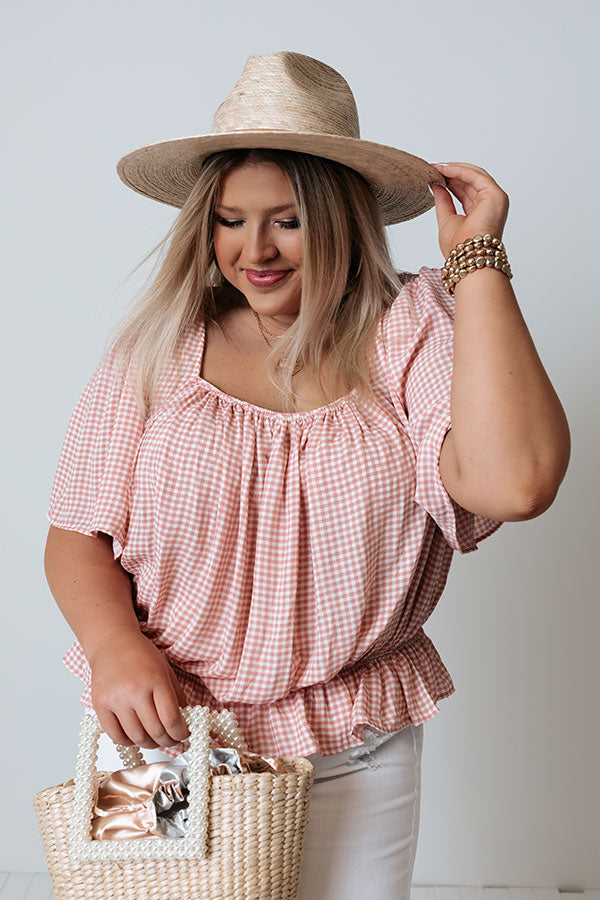 Hibiscus Kisses Gingham Top In Pink   Curves Image - 1