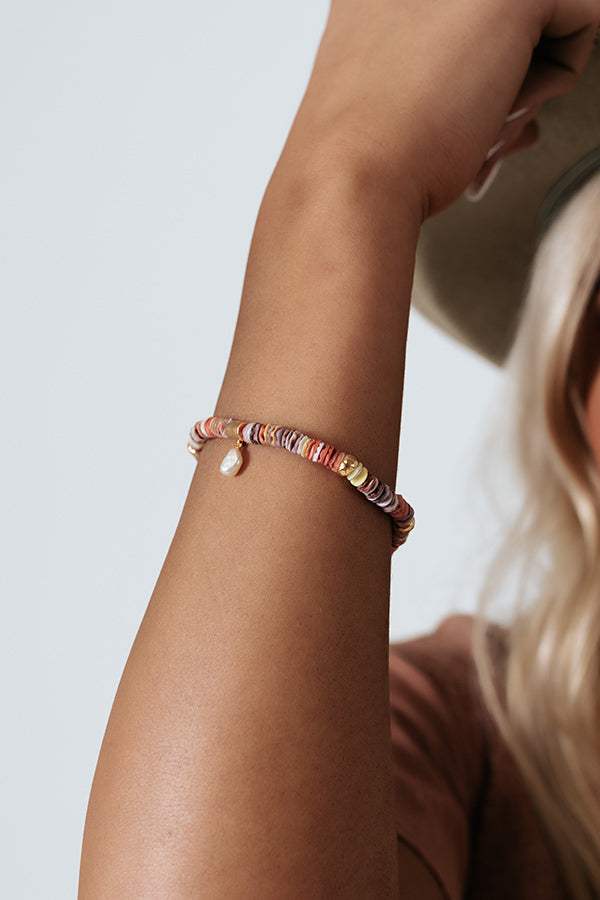 Kendra Scott Lila Vintage Gold Stretch Bracelet In Pastel Shells Image - 3