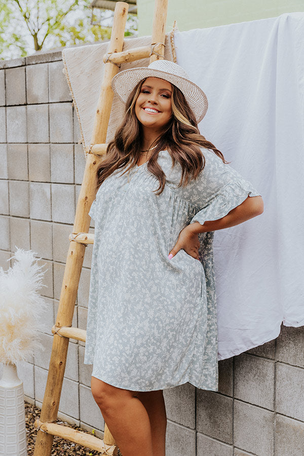 Darling Brunch Floral Shift Dress in Airy Blue Curves Image - 5