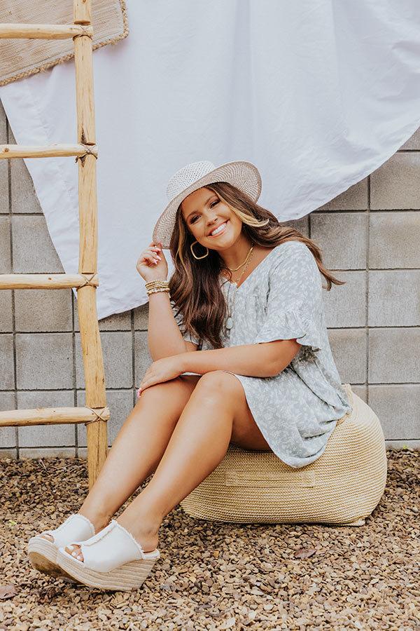 Darling Brunch Floral Shift Dress in Airy Blue Curves Image - 2