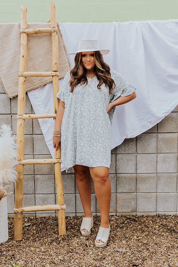 Darling Brunch Floral Shift Dress in Airy Blue Curves Image - 3