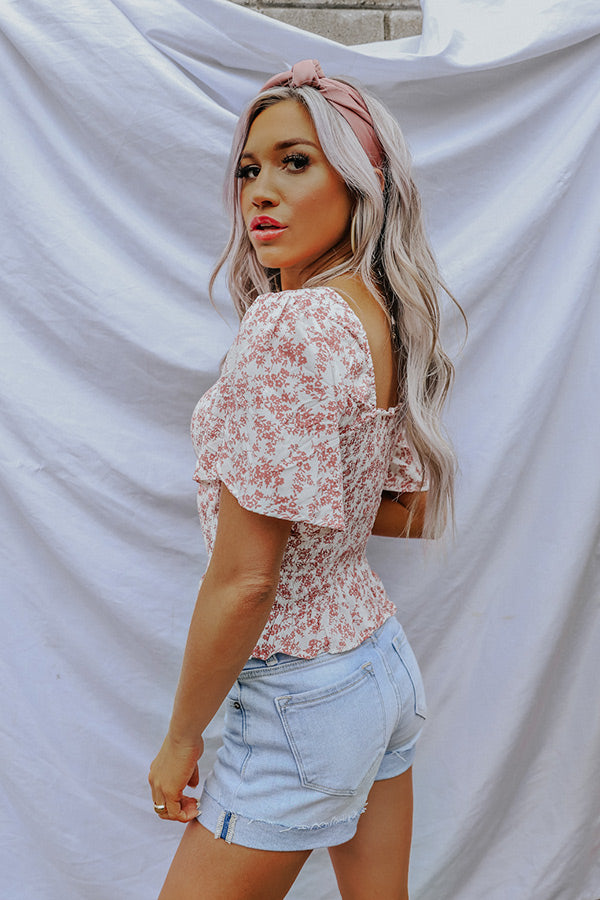 Starlet Style Floral Smocked Top In Rustic Rose Image - 2