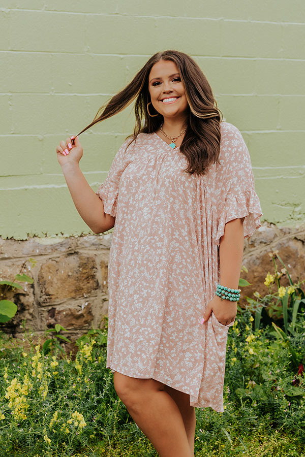 Darling Brunch Floral Shift Dress In Blush Curves Image - 5