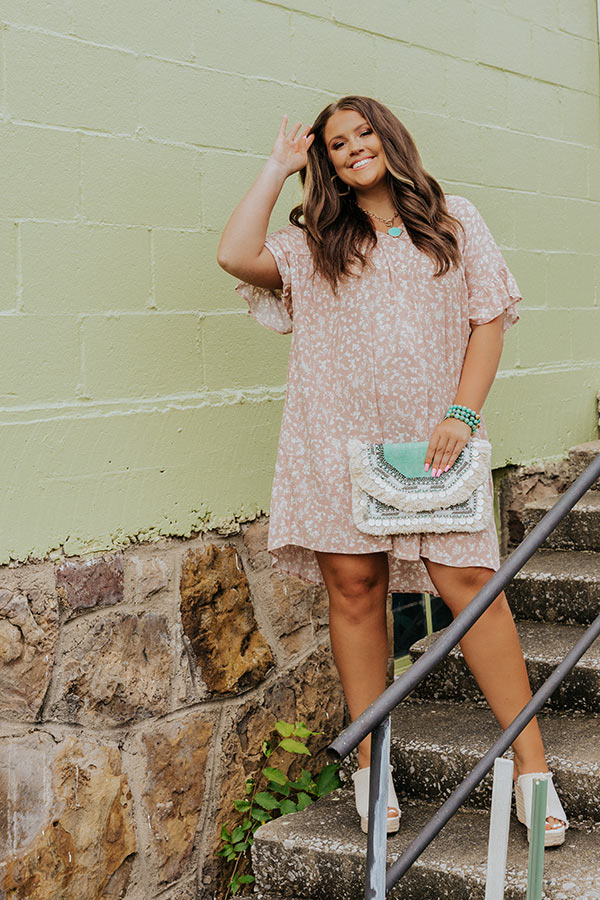 Darling Brunch Floral Shift Dress In Blush Curves Image - 1