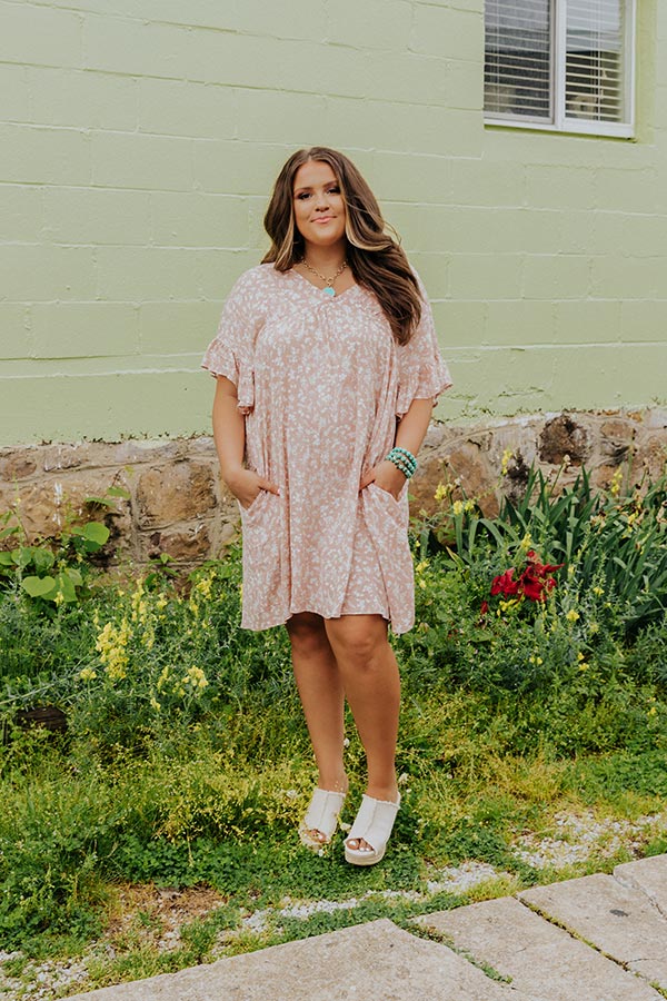 Darling Brunch Floral Shift Dress In Blush Curves Image - 3