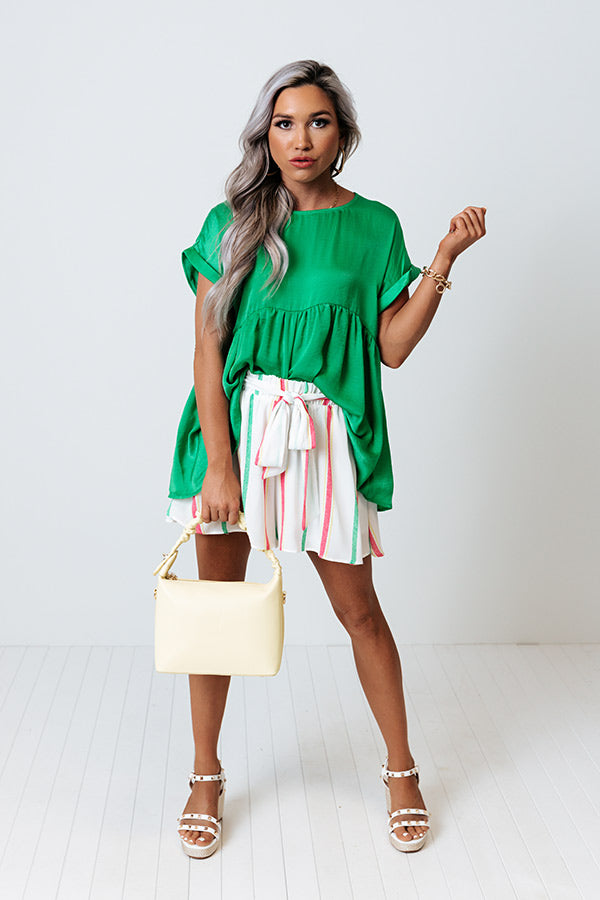 Worth The Bubbly Babydoll Top In Kelly Green Image - 1
