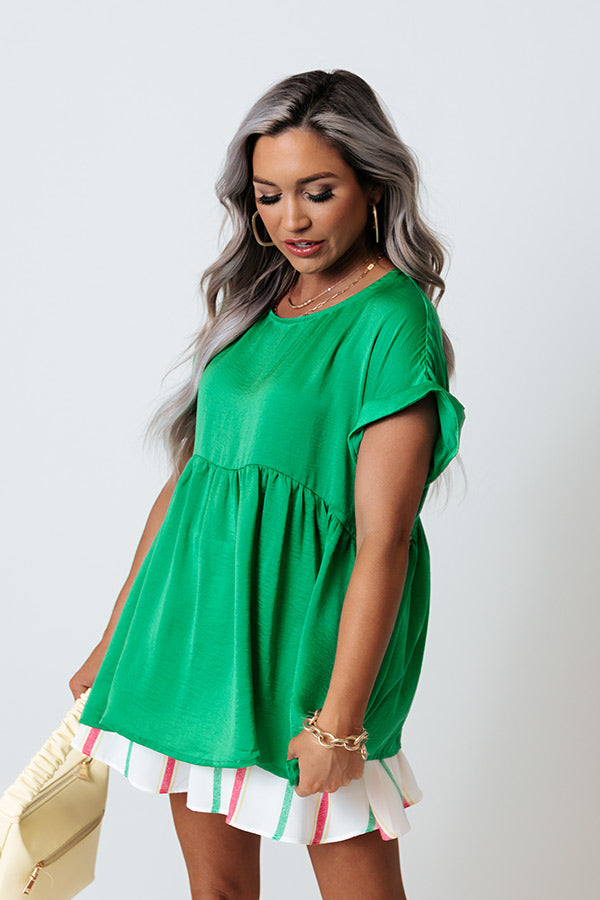 Worth The Bubbly Babydoll Top In Kelly Green Image - 2