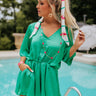 Regal Night Satin Romper In Kelly Green Image - 1