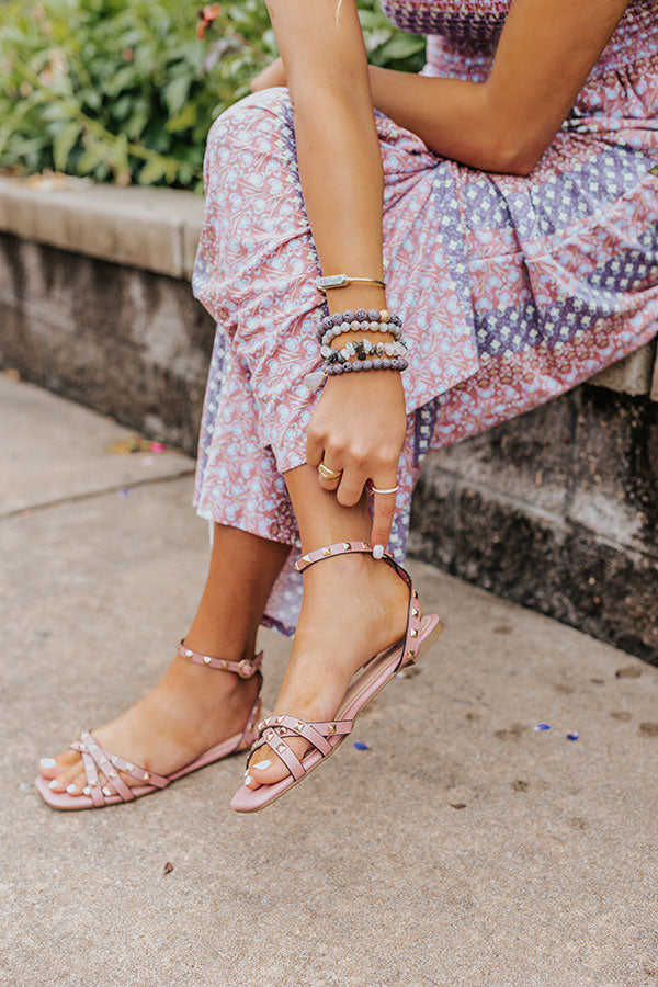 The Contessa Studded Sandal In Blush Image - 3