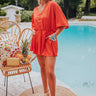 Regal Night Satin Romper In Tangerine Image - 1