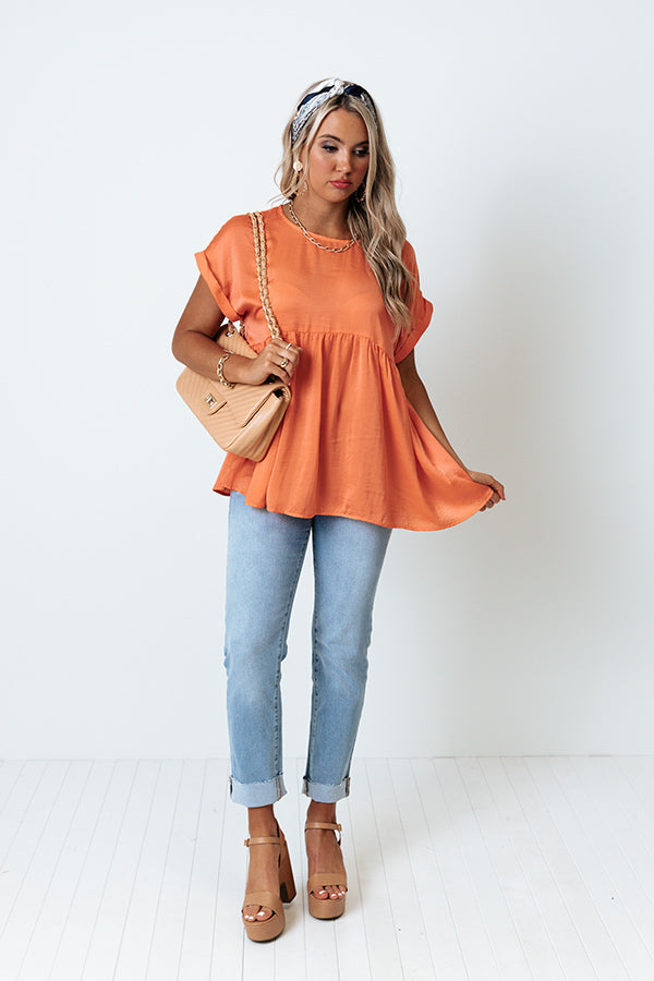 Worth The Bubbly Babydoll Top In Coral Image - 2