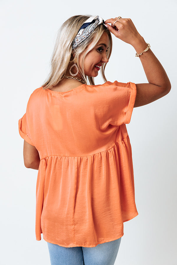 Worth The Bubbly Babydoll Top In Coral Image - 4
