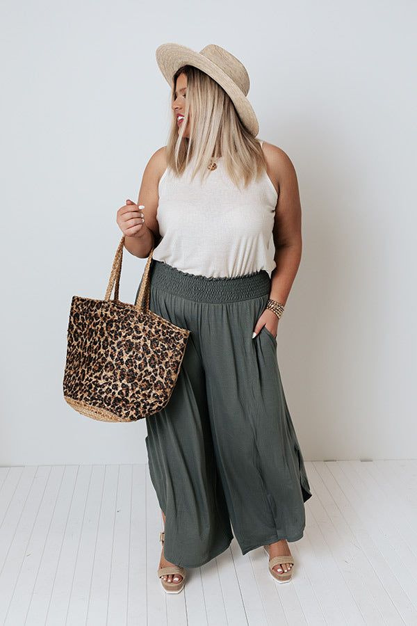Grenadine Splash High Waist Pants In Sage Curves Image - 1