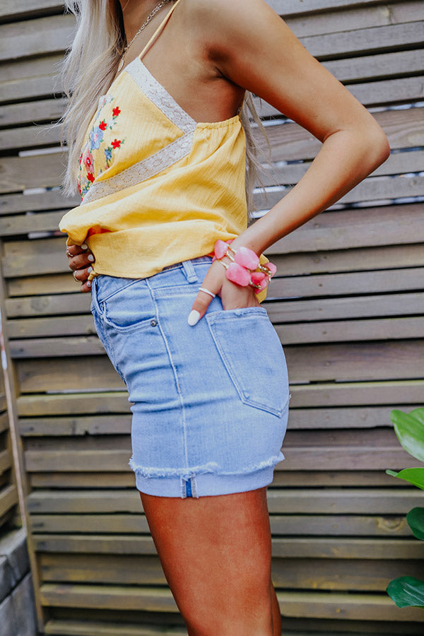 KanCan The Yaya High Waist Shorts In Light Wash Image - 3