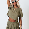 Oh, Tell Me More Crop Top In Olive Image - 1