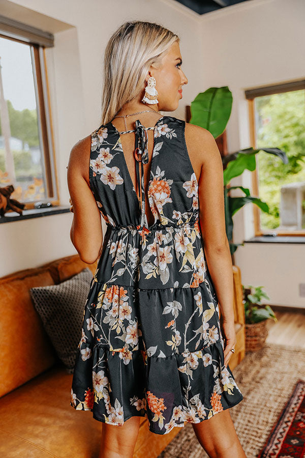 Major Event Floral Dress in Black Image - 4