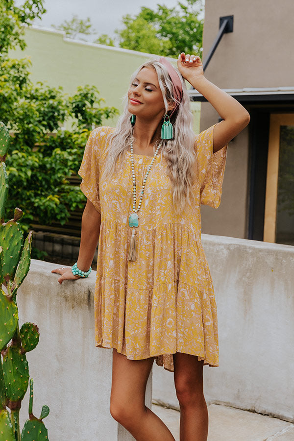 Seaside Sips Shift Dress In Mustard Image - 5