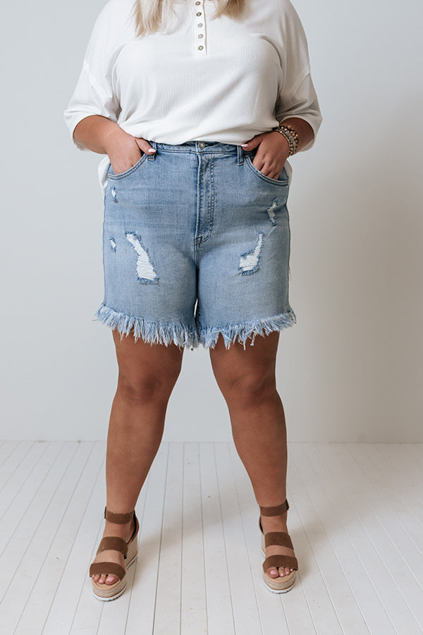 The Markie High Waist Distressed Shorts Curves Image - 2
