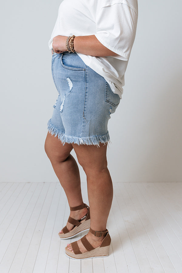 The Markie High Waist Distressed Shorts Curves Image - 3