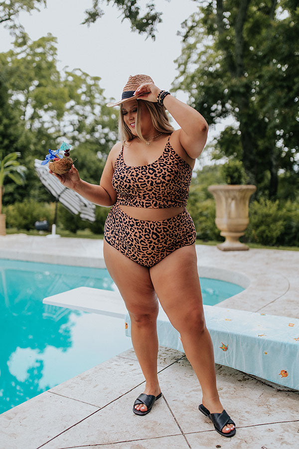Blooms And Bliss High Waist Reversible Bikini Bottoms in Leopard Print Curves Image - 1
