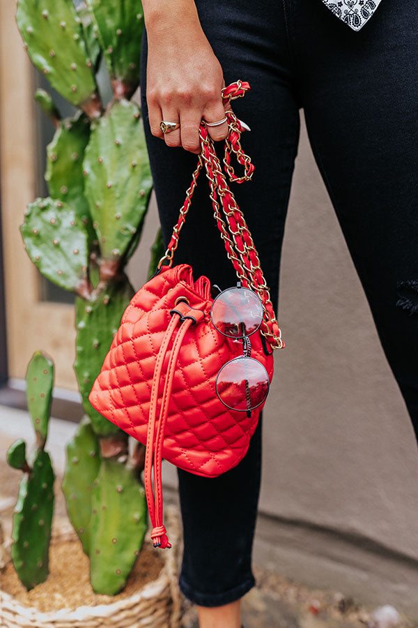 Champagne Craving Quilted Faux Leather Crossbody In Red