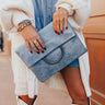 Chic Efforts Faux Leather Clutch In Airy Blue Image - 1