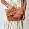 Chic Efforts Faux Leather Clutch In Camel Image - 1