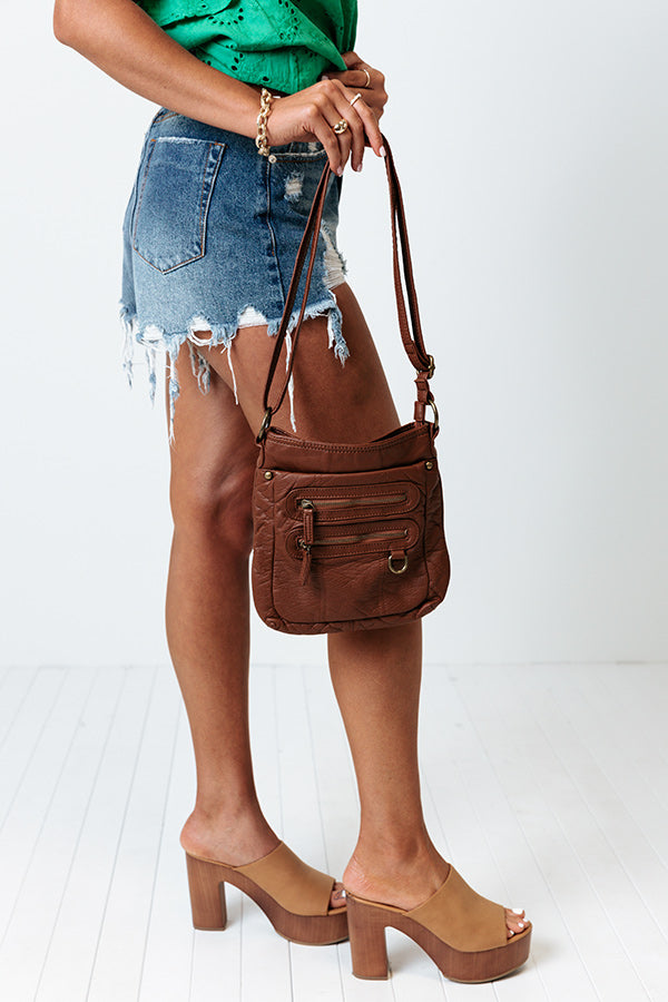 Keep Close Faux Leather Crossbody In Brown