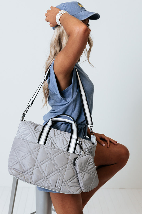 Trust The Process Quilted Tote In Grey