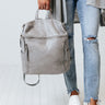 Hudson River Faux Leather Backpack In Grey Image - 1
