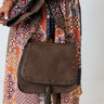 Low Profile Faux Leather Crossbody In Dark Taupe Image - 1