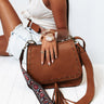 Low Profile Faux Leather Crossbody In Brown Image - 1