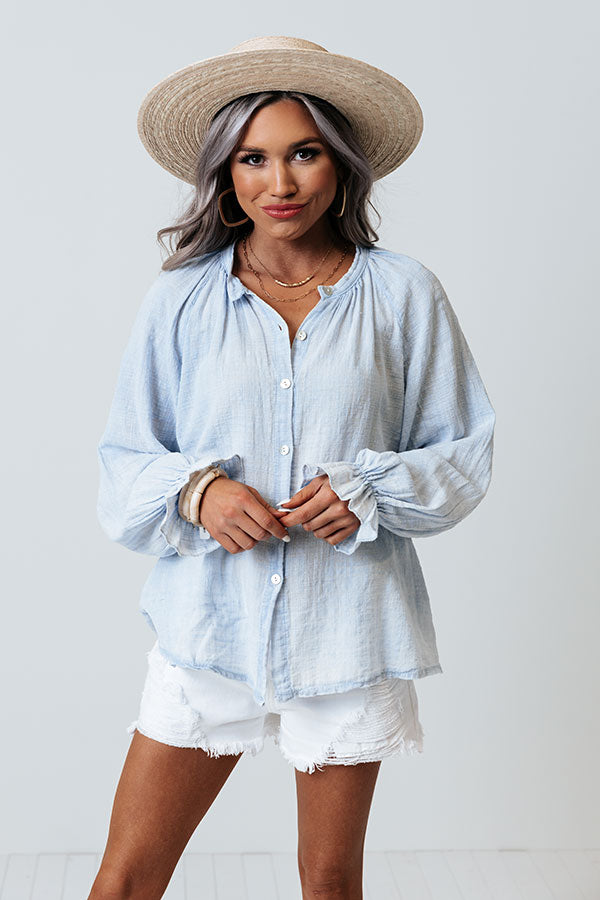 Chic Efforts Shift Top In Sky Blue Image - 1