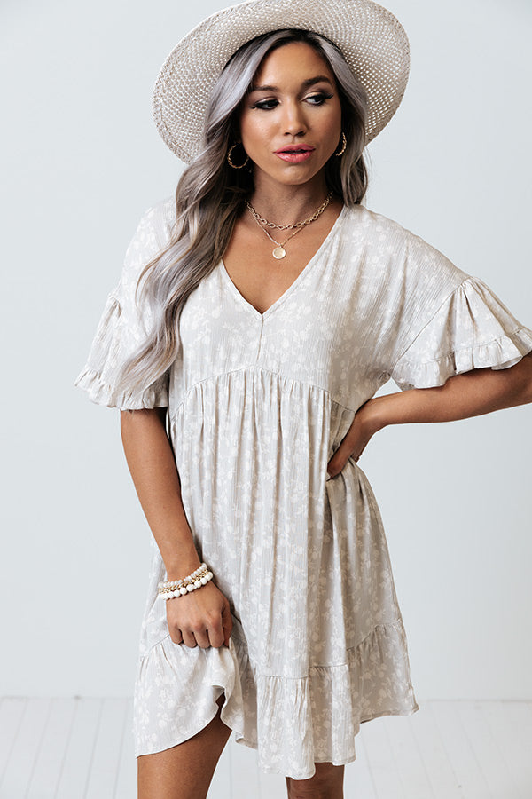 On A Trip Babydoll Dress In Stone – Impressions Online Boutique