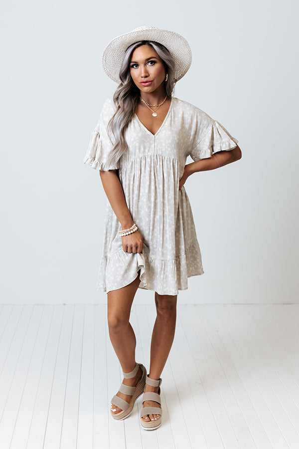 On A Trip Babydoll Dress In Stone – Impressions Online Boutique