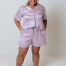 Quiet Moments Satin Shorts In Lavender Curves Image - 1