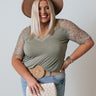 Paris Luxe Lace Top In Sage Curves Image - 1