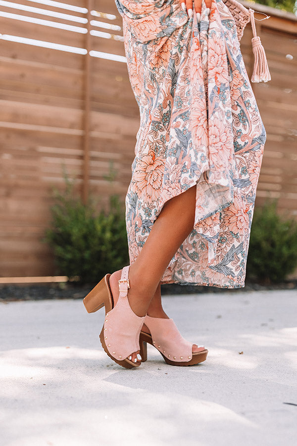 The Floriana Faux Suede Heel In Rose Quartz Image - 4