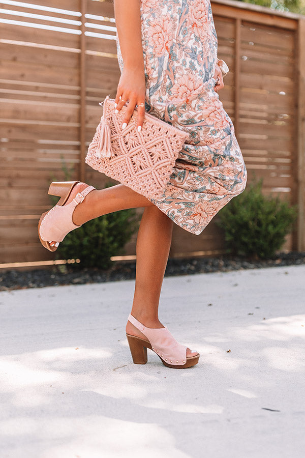 The Floriana Faux Suede Heel In Rose Quartz Image - 3