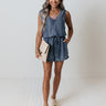 Secret Splendor Chambray Romper In Medium Wash Image - 1
