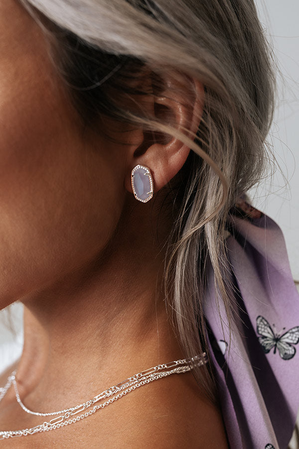 Kendra Scott Ellie Silver Stud Earrings In Matte Iridescent Lilac Glass Image - 2