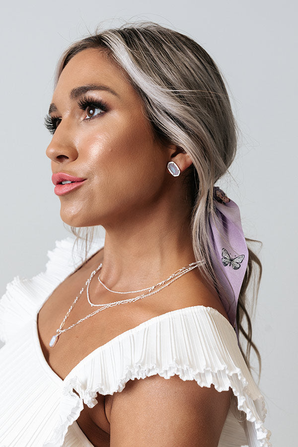 Kendra Scott Ellie Silver Stud Earrings In Matte Iridescent Lilac Glass