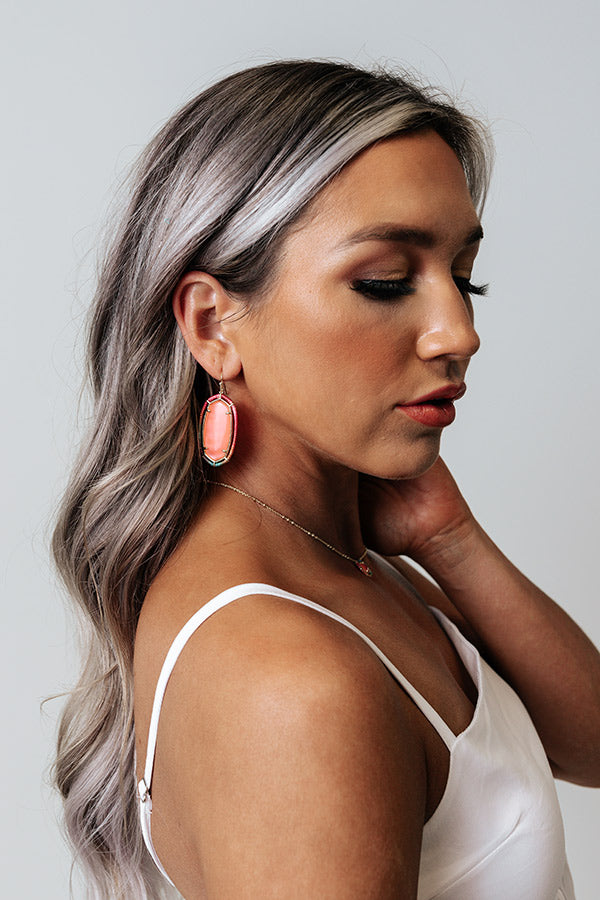 Kendra Scott Threaded Elle Gold Drop Earrings In Coral Illusion Image - 1