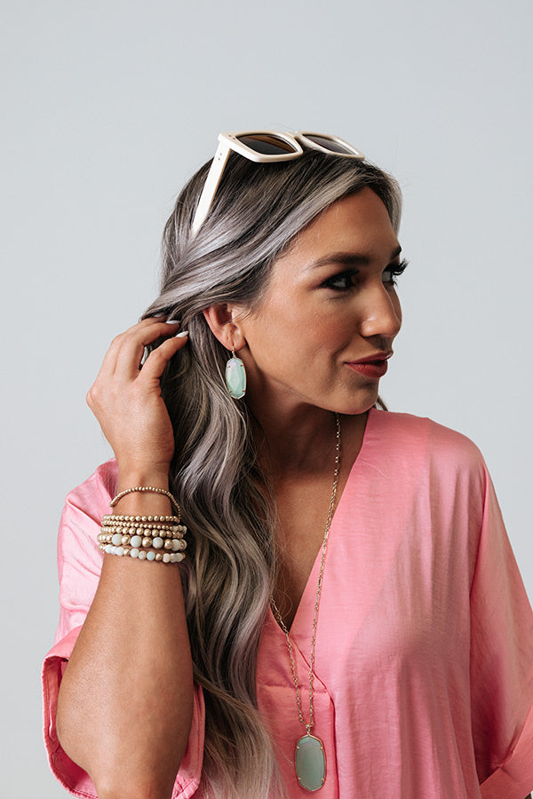 Kendra Scott Faceted Elle Drop Earrings In Matte Iridescent Mint Glass Image - 1